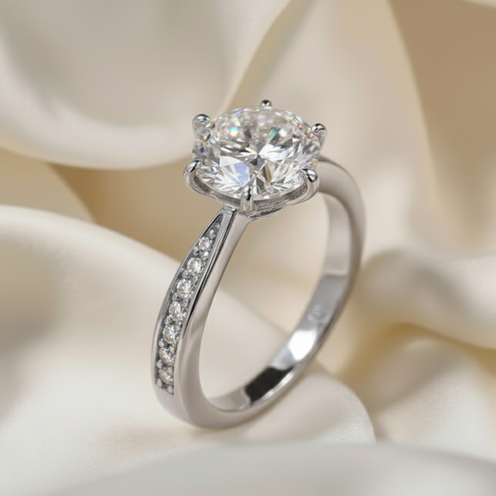 Orope’s Pure Radiance Moissanite Engagement Ring made with 925 Pure Sterling Silver