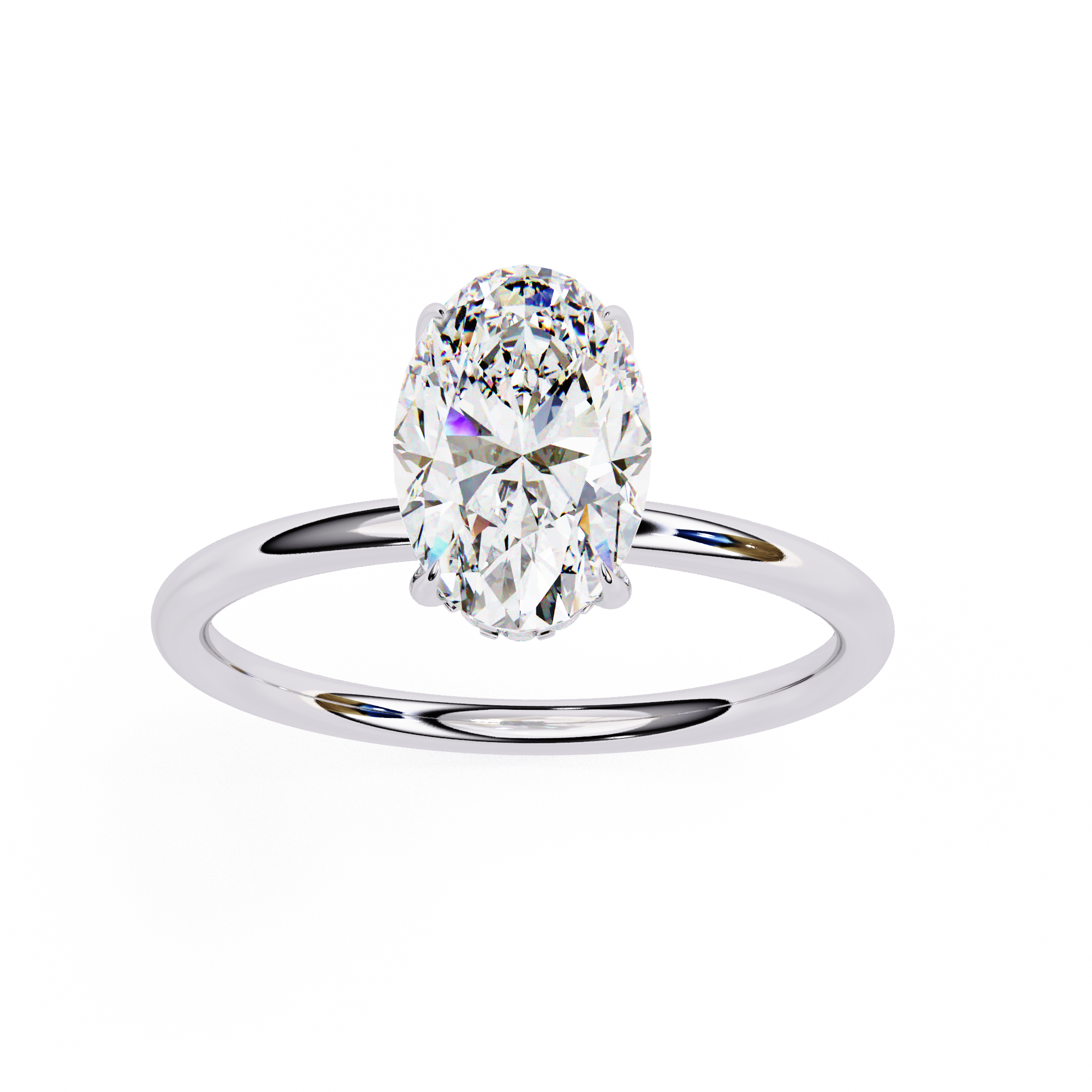 Minimal Oval Solitaire Diamond Ring | 925 Sterling Silver