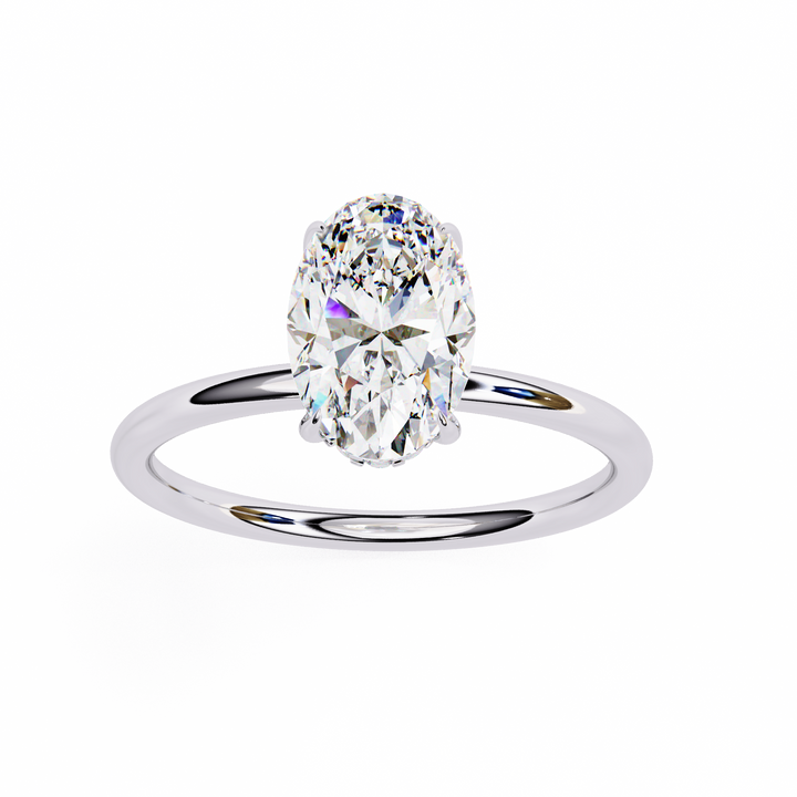 Minimal Oval Solitaire Diamond Ring | 925 Sterling Silver
