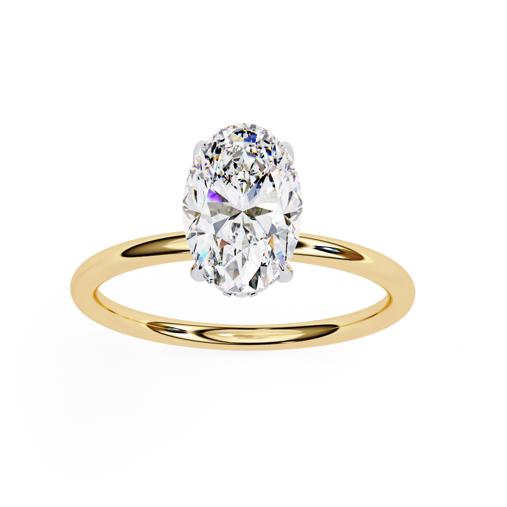 Minimal Oval Solitaire Diamond Ring | 925 Sterling Silver