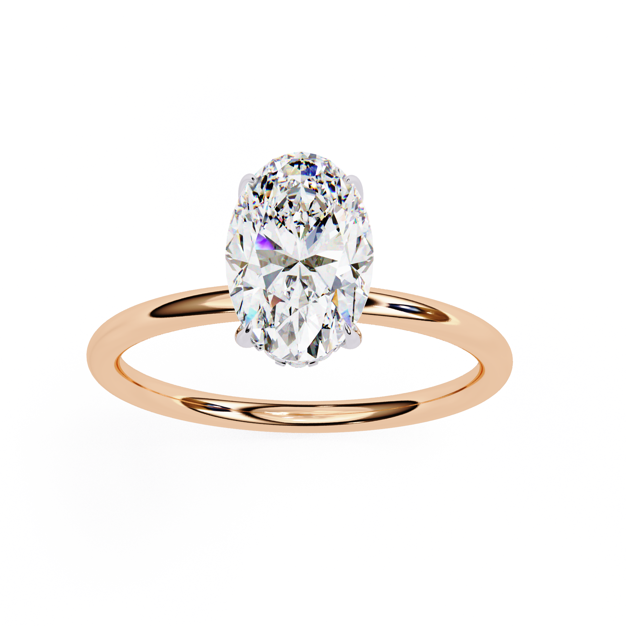 Minimal Oval Solitaire Diamond Ring | 925 Sterling Silver
