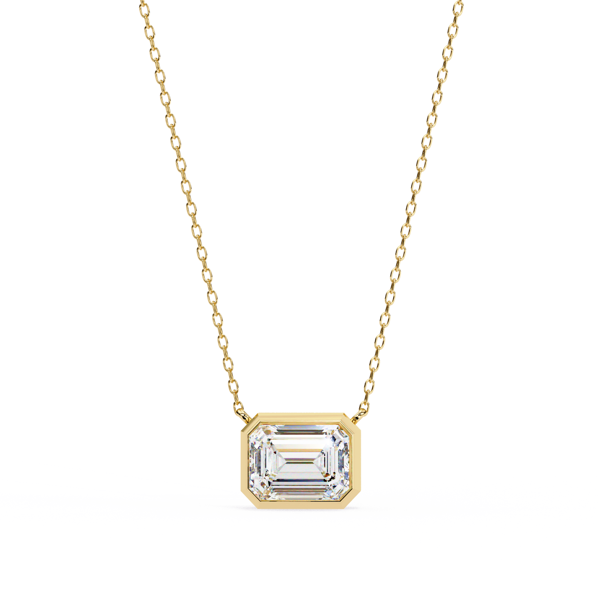 Regal Frame Emerald-Cut Solitaire Necklace | 925 Sterling Silver