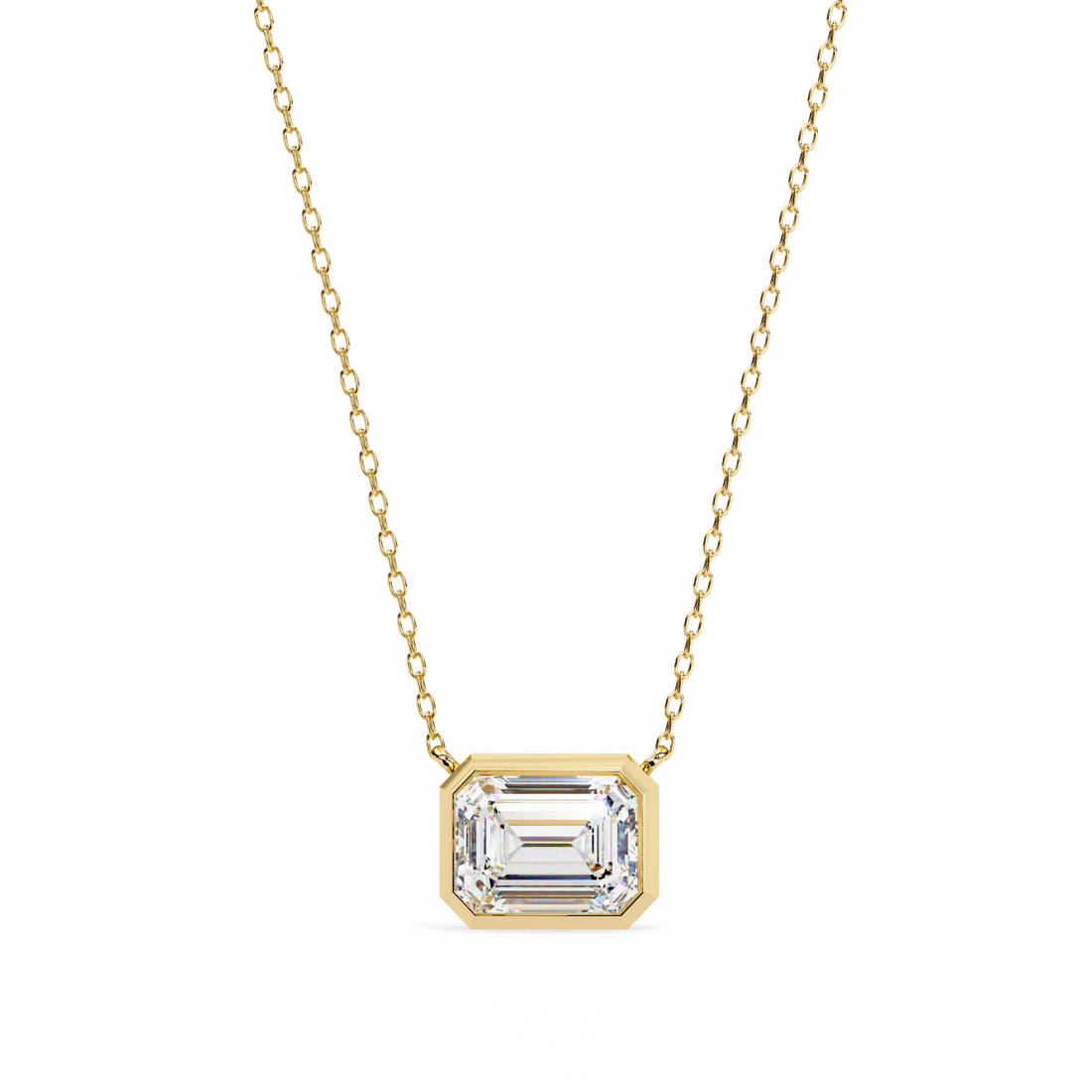 Regal Frame Emerald-Cut Solitaire Necklace | 925 Sterling Silver