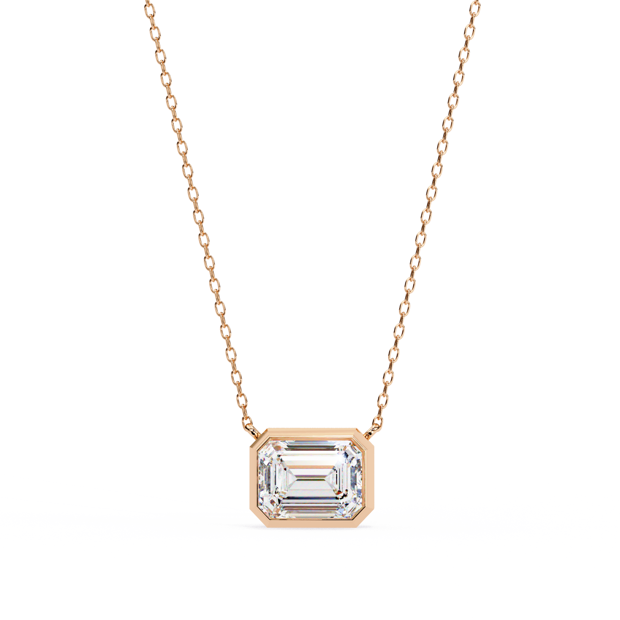 Regal Frame Emerald-Cut Solitaire Necklace | 925 Sterling Silver