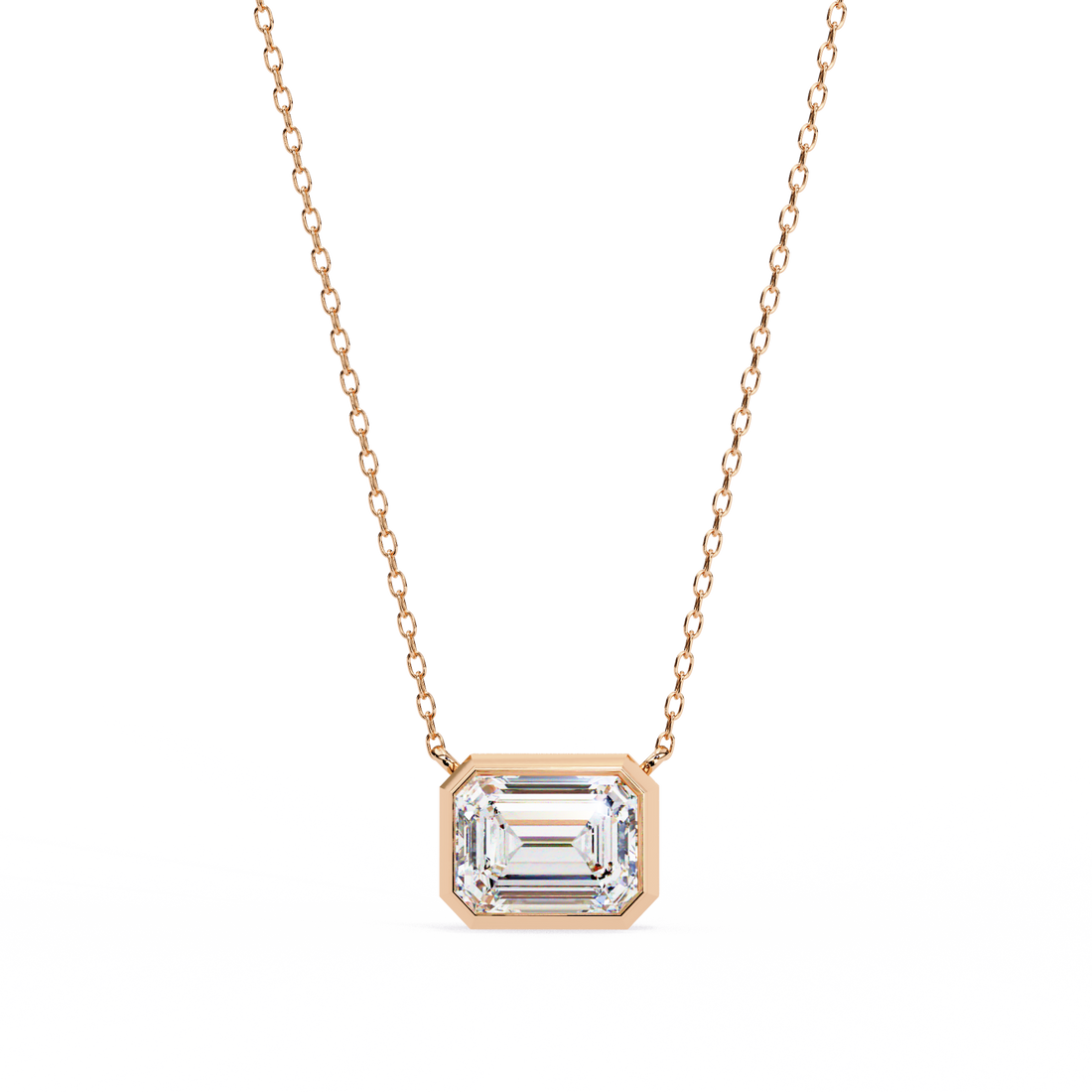 Regal Frame Emerald-Cut Solitaire Necklace | 925 Sterling Silver