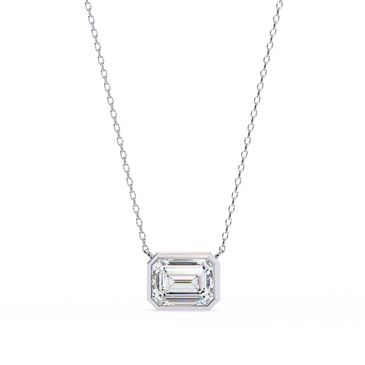 Regal Frame Emerald-Cut Solitaire Necklace | 925 Sterling Silver