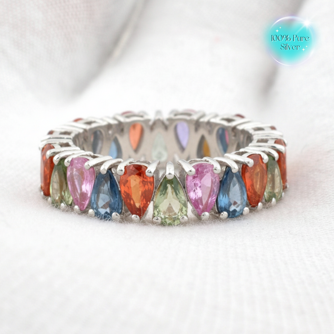 Orope's Colorburst Rainbow 925 Pure Sterling Silver ring