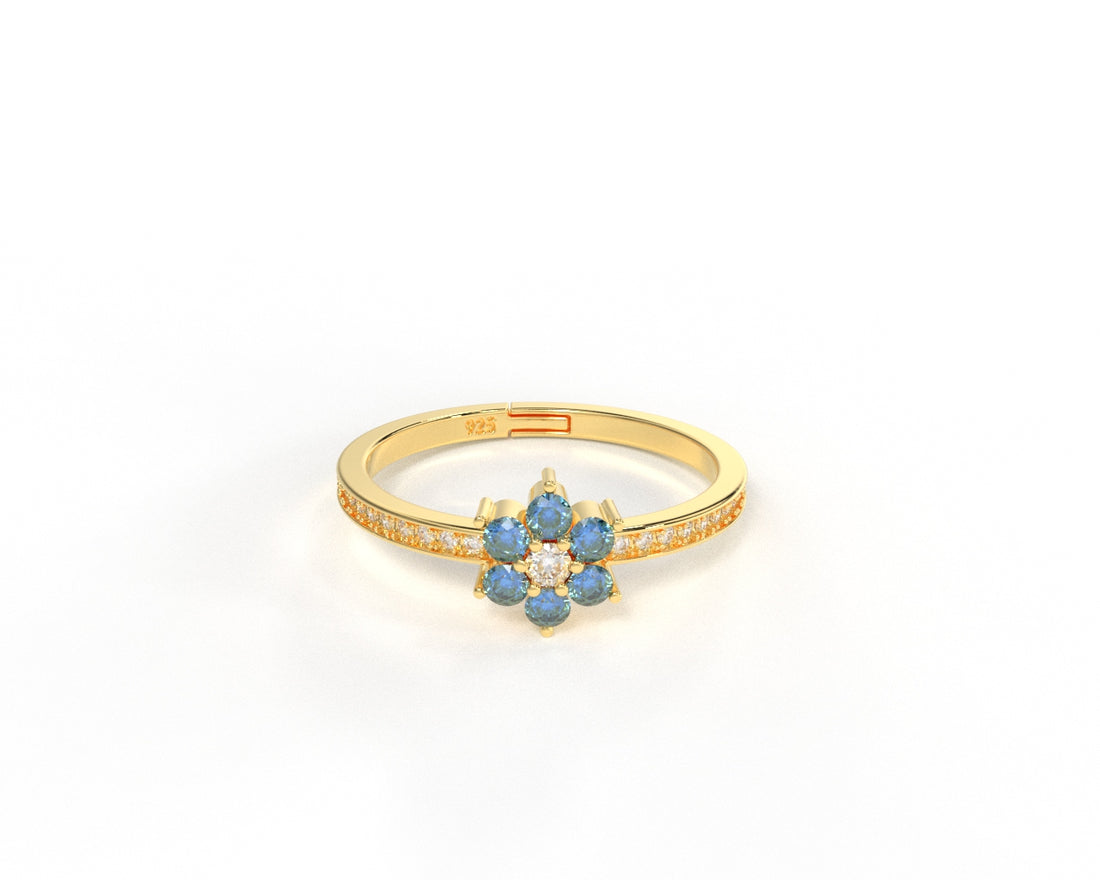 Orope’s Aquamarine Dainty Silver Ring made with 925 Pure Sterling Silver