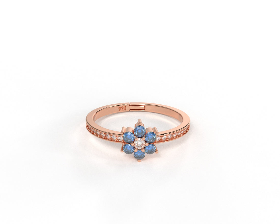 Orope’s Aquamarine Dainty Silver Ring made with 925 Pure Sterling Silver