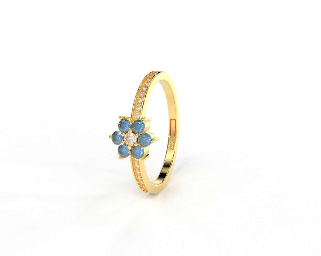 Orope’s Aquamarine Dainty Silver Ring made with 925 Pure Sterling Silver
