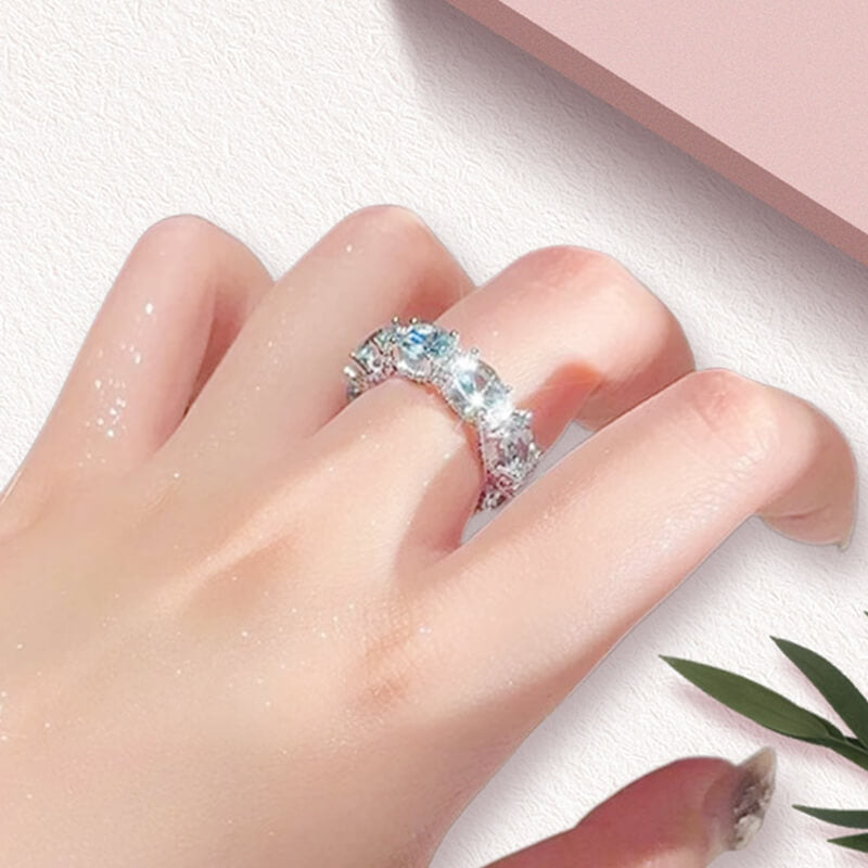 Orope's StarRiver Aquamarine Ferris Ring |  Made with 925 Pure Sterling Silver | Aquamarine Crystals