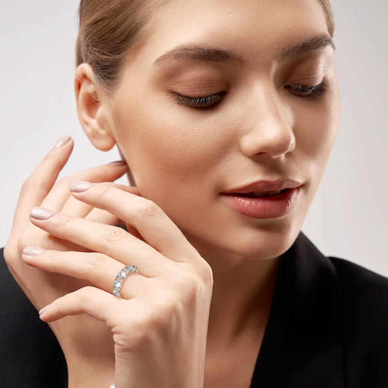Orope's StarRiver Aquamarine Ferris Ring |  Made with 925 Pure Sterling Silver | Aquamarine Crystals
