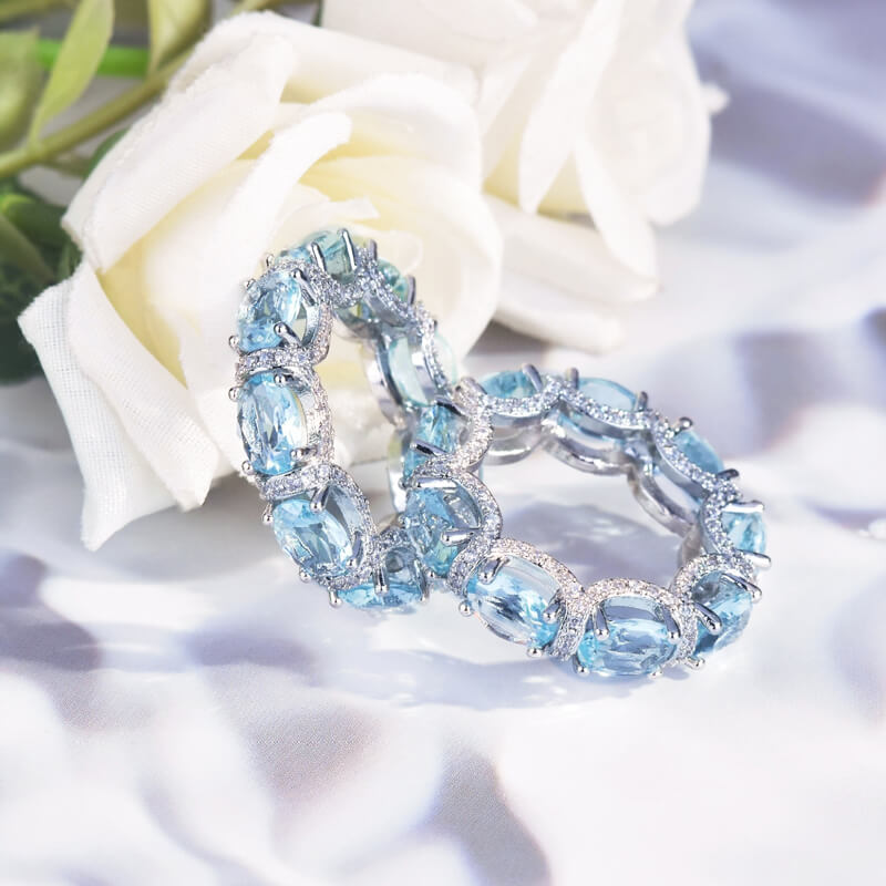 Orope's StarRiver Aquamarine Ferris Ring |  Made with 925 Pure Sterling Silver | Aquamarine Crystals