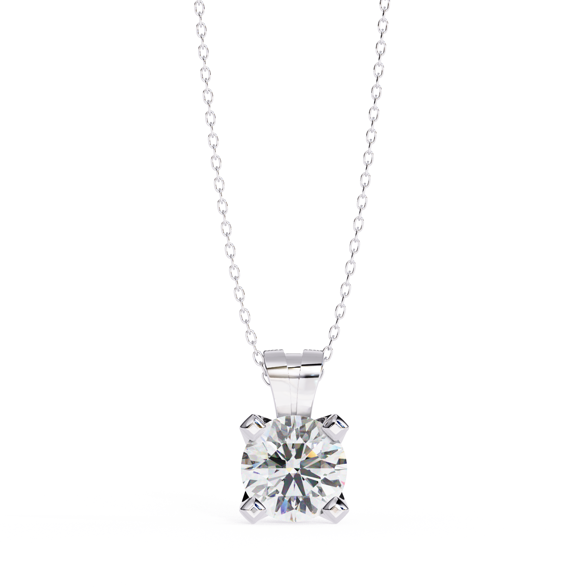 Classic Four-Prong Solitaire Diamond Pendant | 925 Sterling Silver