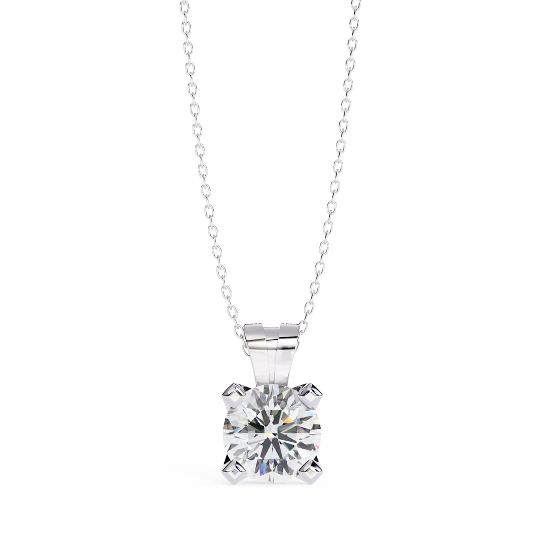 Classic Four-Prong Solitaire Diamond Pendant | 925 Sterling Silver