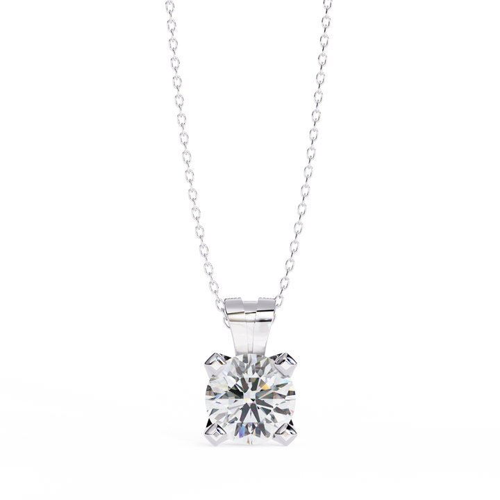 Classic Four-Prong Solitaire Diamond Pendant | 925 Sterling Silver