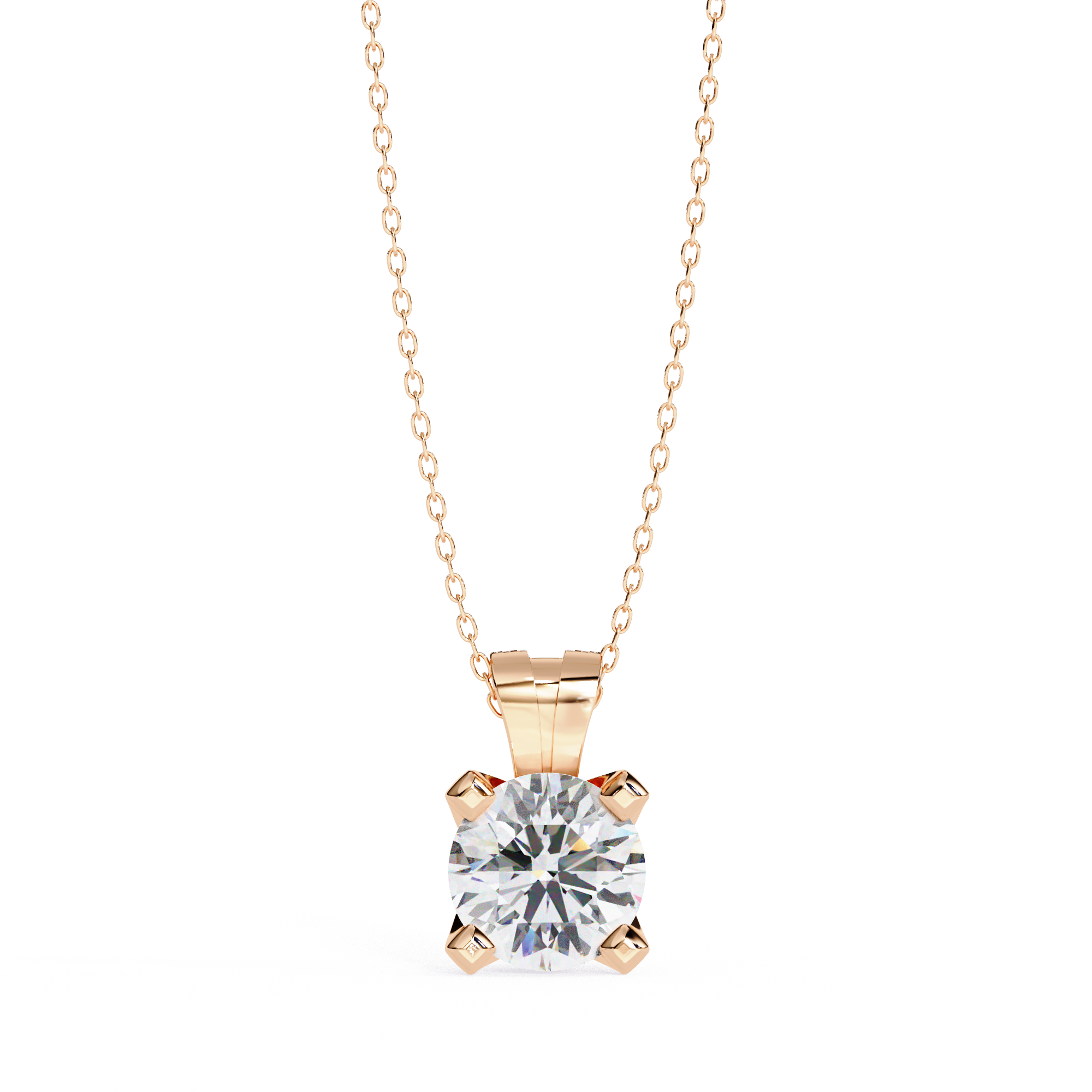 Classic Four-Prong Solitaire Diamond Pendant | 925 Sterling Silver