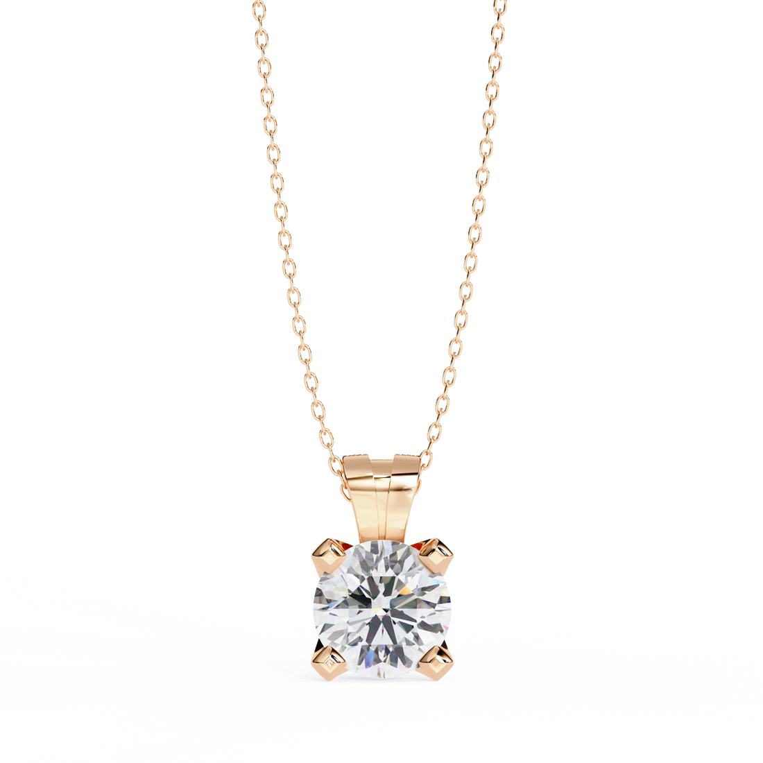 Classic Four-Prong Solitaire Diamond Pendant | 925 Sterling Silver