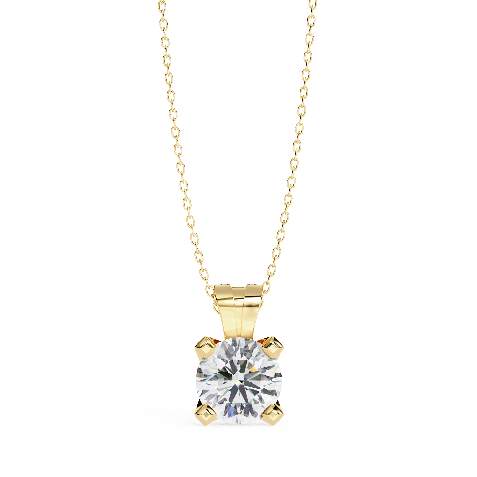 Classic Four-Prong Solitaire Diamond Pendant | 925 Sterling Silver