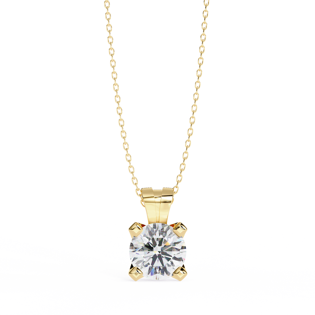Classic Four-Prong Solitaire Diamond Pendant | 925 Sterling Silver