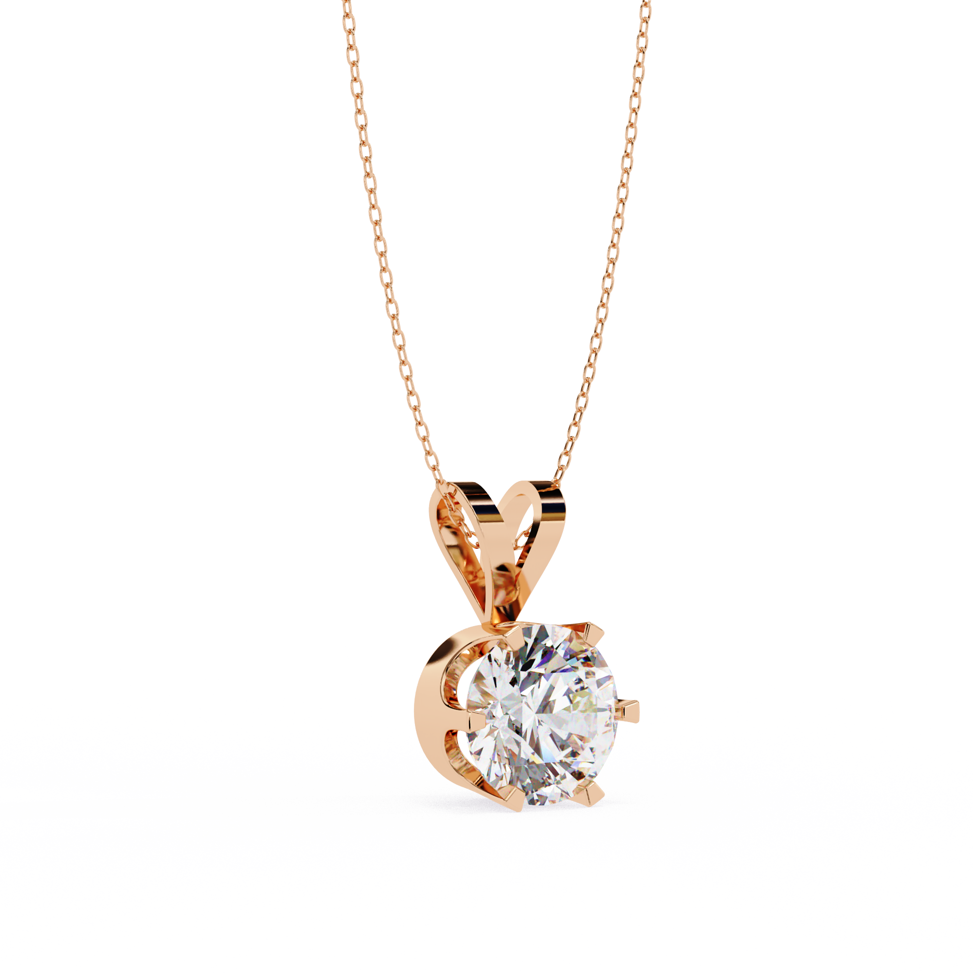Elegant Single Stone Diamond Pendant | 925 Sterling Silver