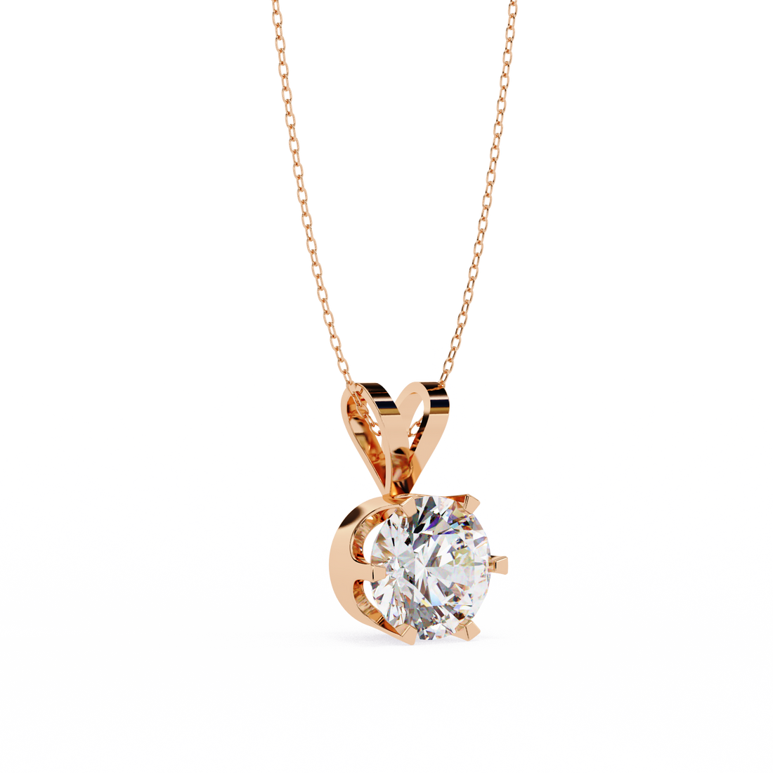 Elegant Single Stone Diamond Pendant | 925 Sterling Silver