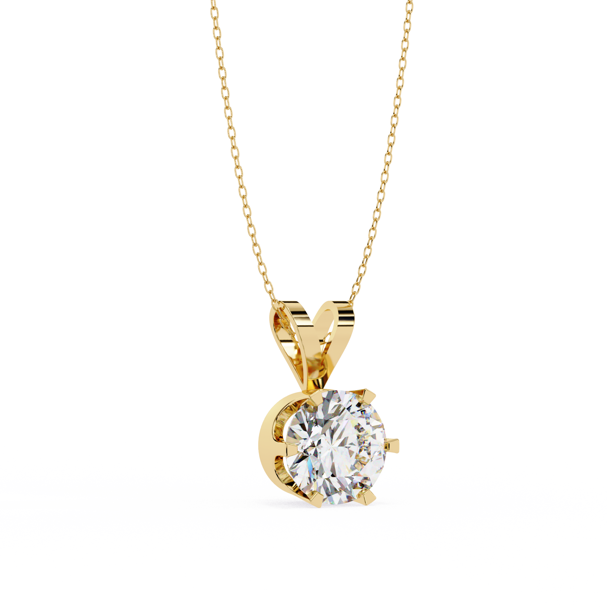Elegant Single Stone Diamond Pendant | 925 Sterling Silver