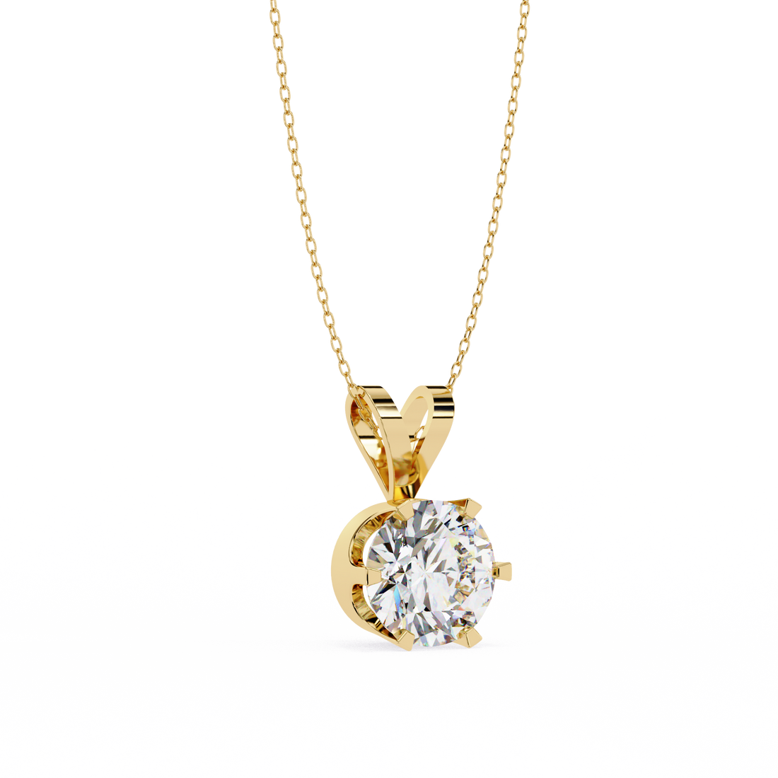 Elegant Single Stone Diamond Pendant | 925 Sterling Silver