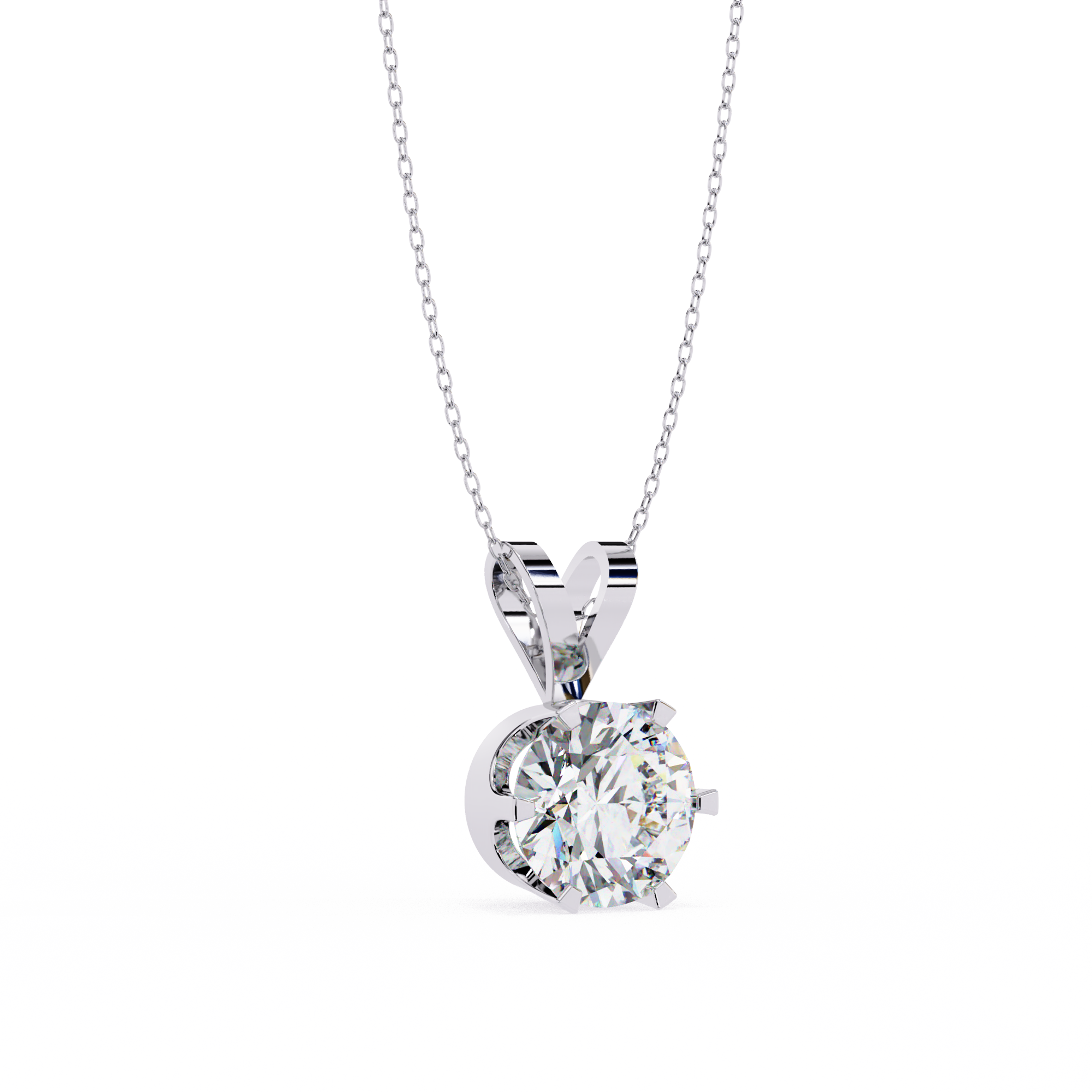 Elegant Single Stone Diamond Pendant | 925 Sterling Silver