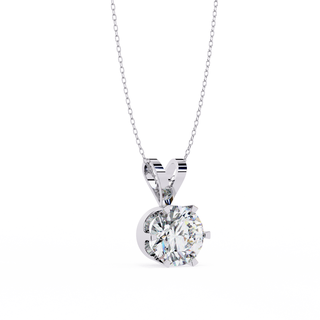Elegant Single Stone Diamond Pendant | 925 Sterling Silver