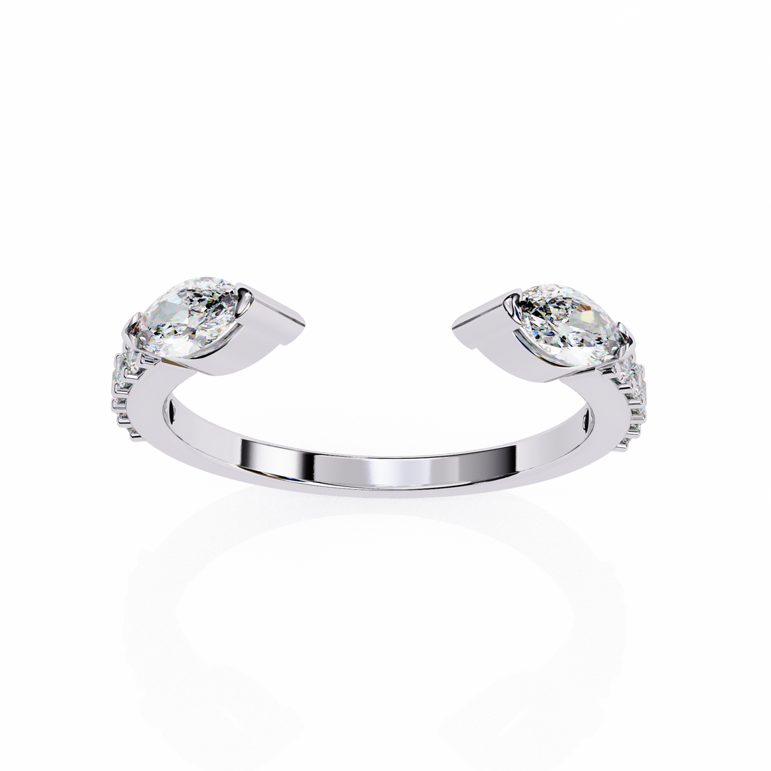 Twin Spark Open Band Ring | 925 Pure Sterling Silver