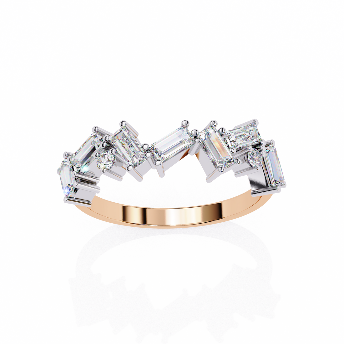 Regal Zigzag Emerald-Cut Ring | 925 Pure Sterling Silver