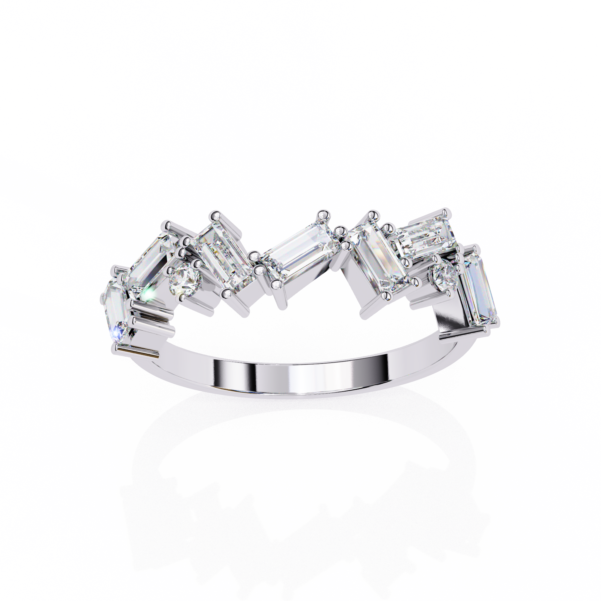 Regal Zigzag Emerald-Cut Ring | 925 Pure Sterling Silver