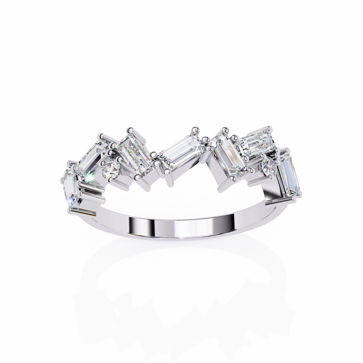 Regal Zigzag Emerald-Cut Ring | 925 Pure Sterling Silver
