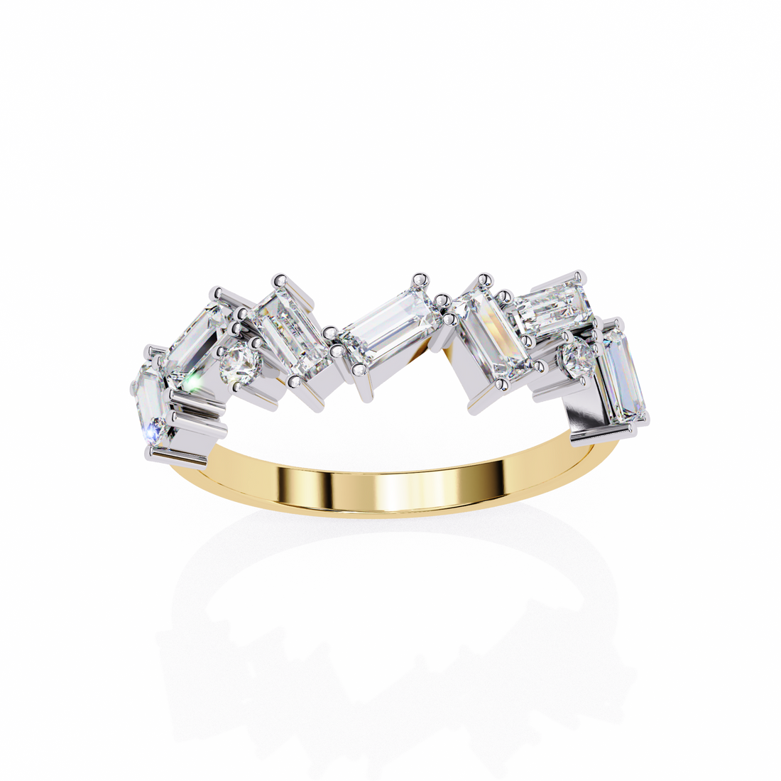 Regal Zigzag Emerald-Cut Ring | 925 Pure Sterling Silver