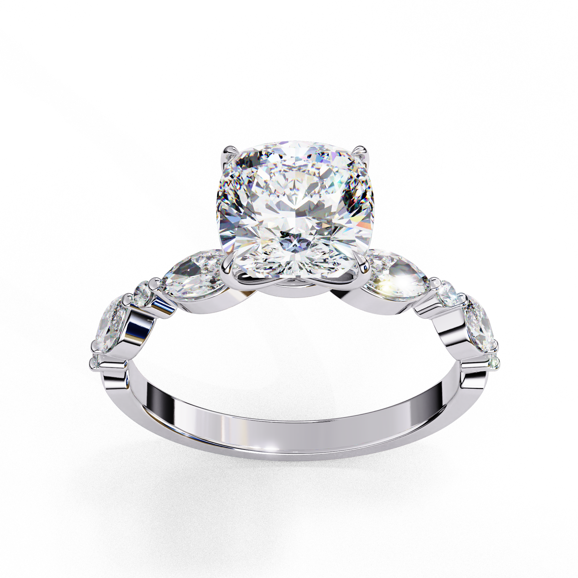 Cushion Cut Solitaire Ring | | 925 Sterling Silver