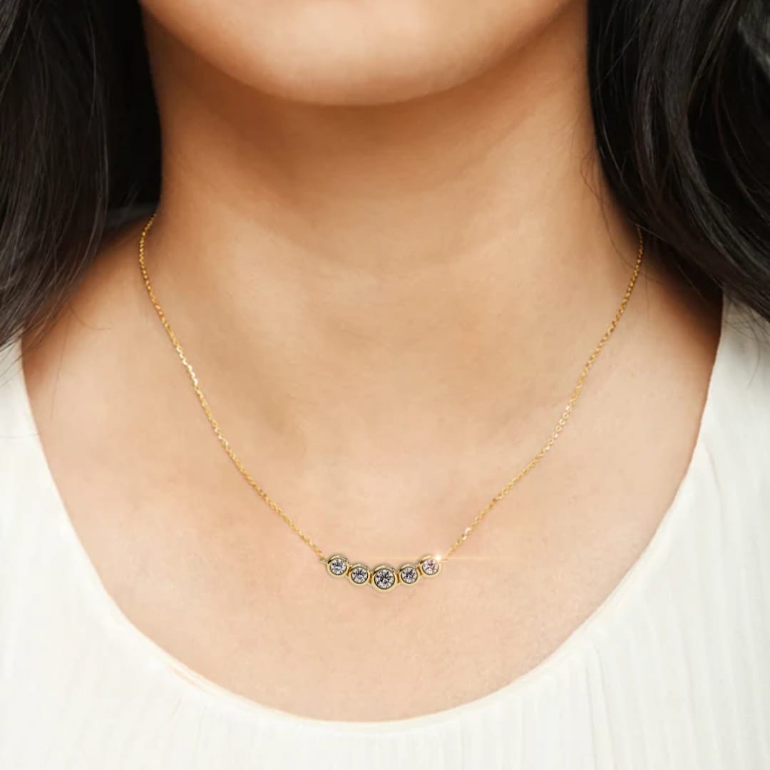 Five Stone Diamond Necklace in | 925 Sterling Silver