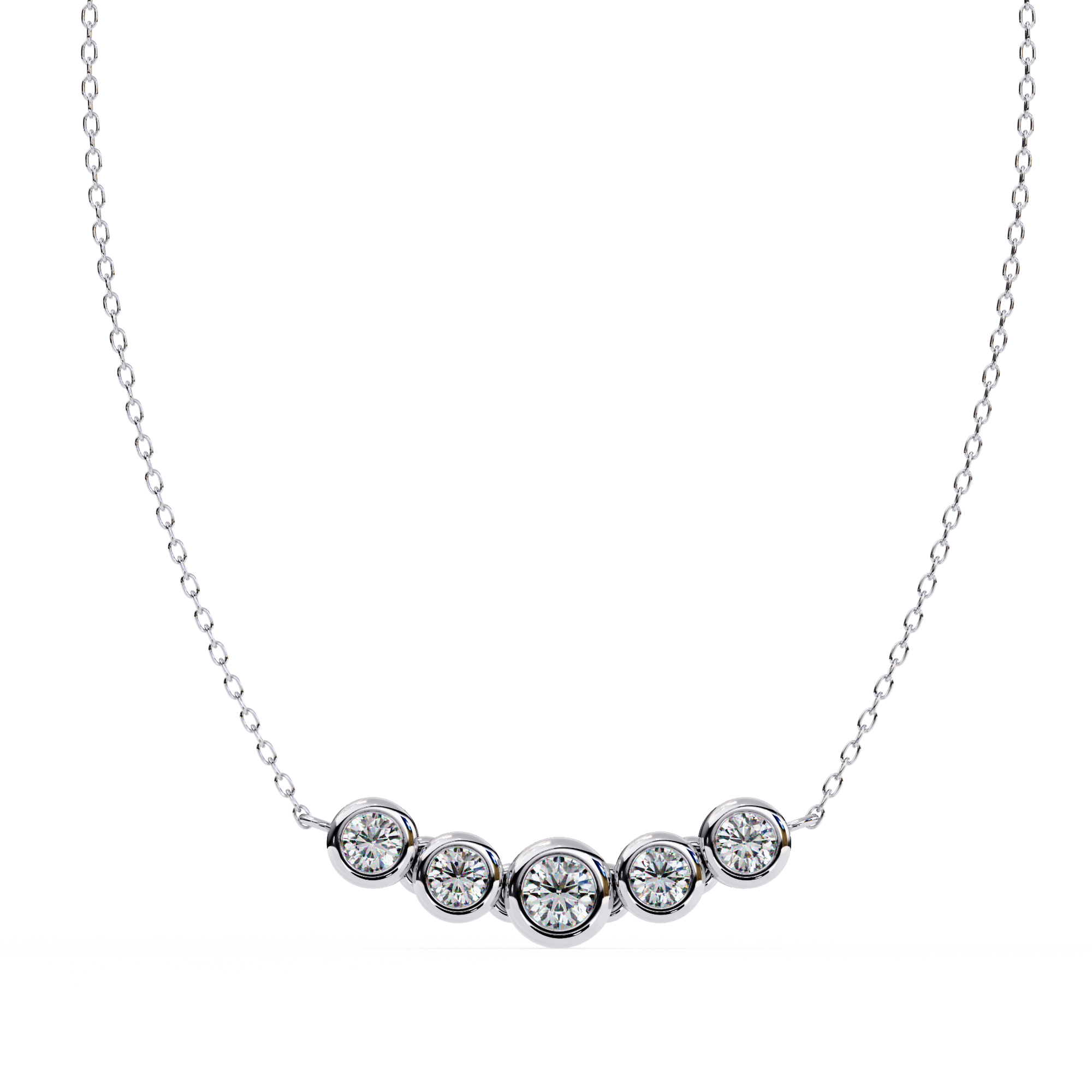 Five Stone Diamond Necklace in | 925 Sterling Silver