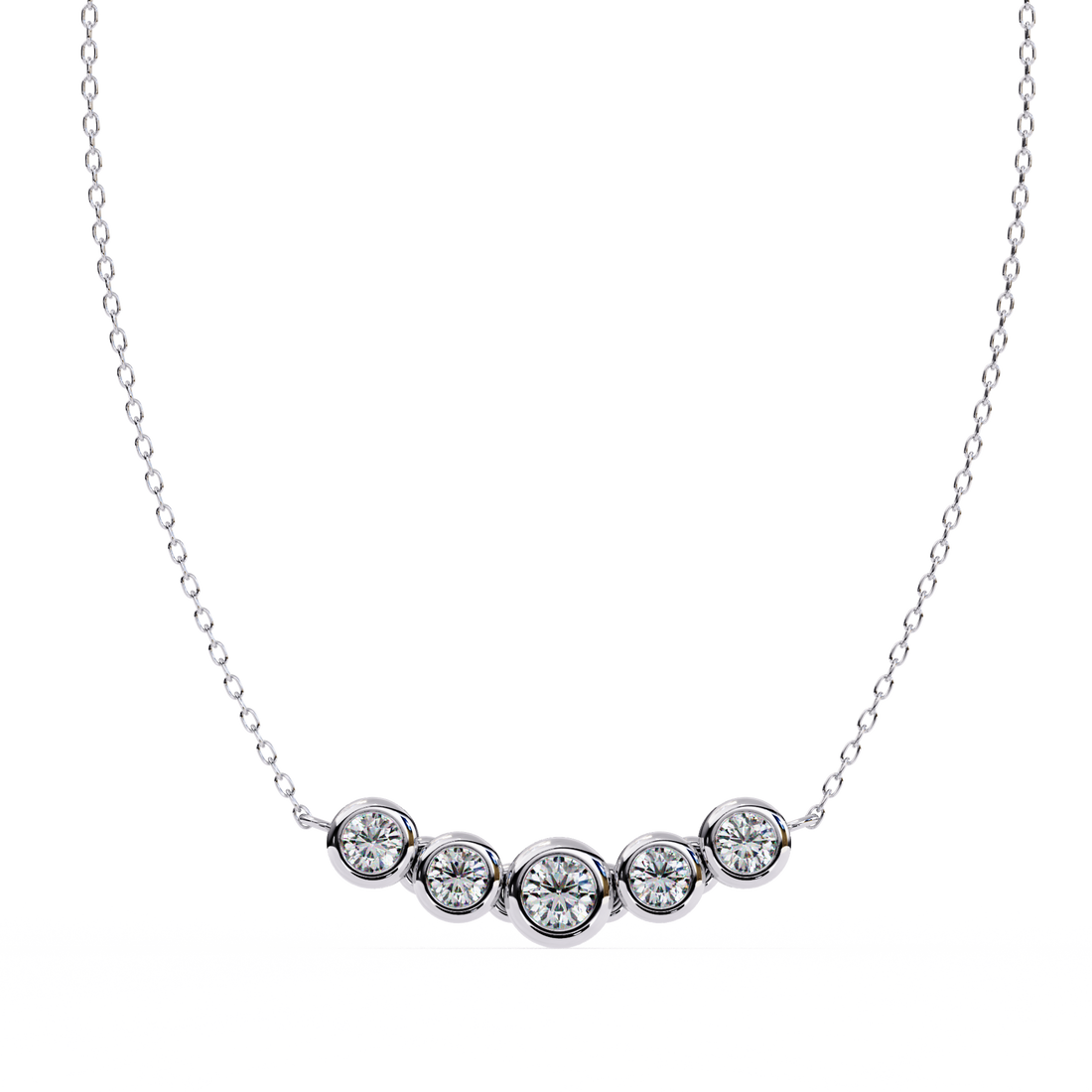 Five Stone Diamond Necklace in | 925 Sterling Silver