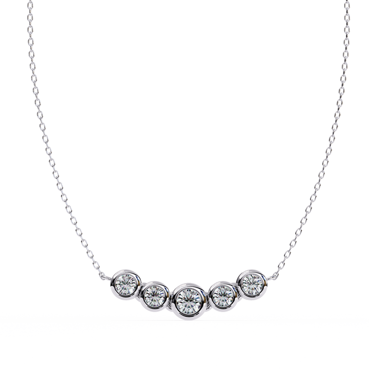 Five Stone Diamond Necklace in | 925 Sterling Silver