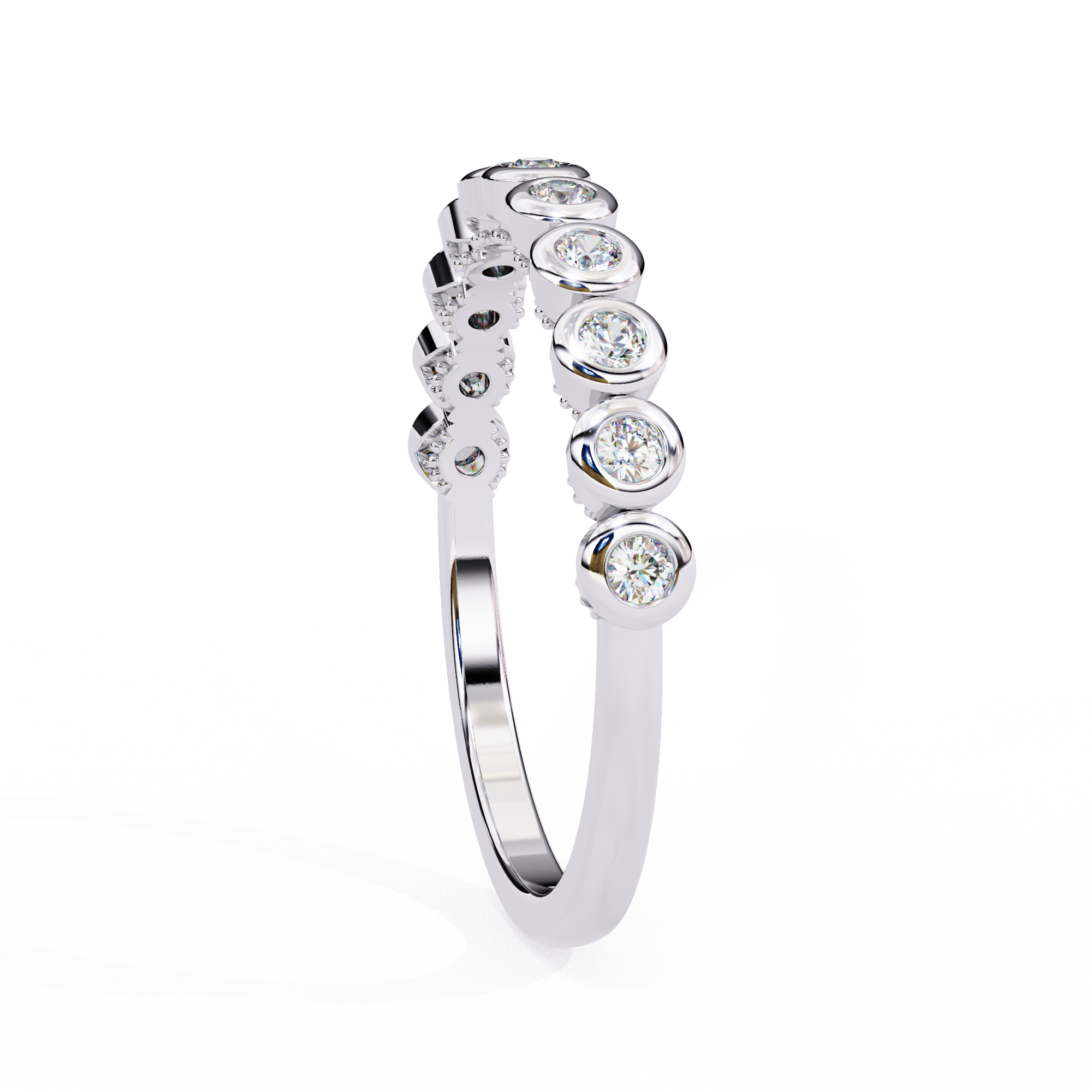 Modern Elegance Bezel Half Eternity Ring | 925 Pure Sterling Silver