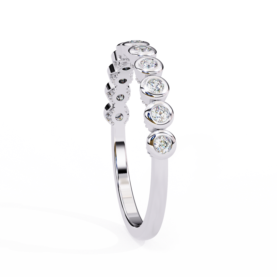 Modern Elegance Bezel Half Eternity Ring | 925 Pure Sterling Silver