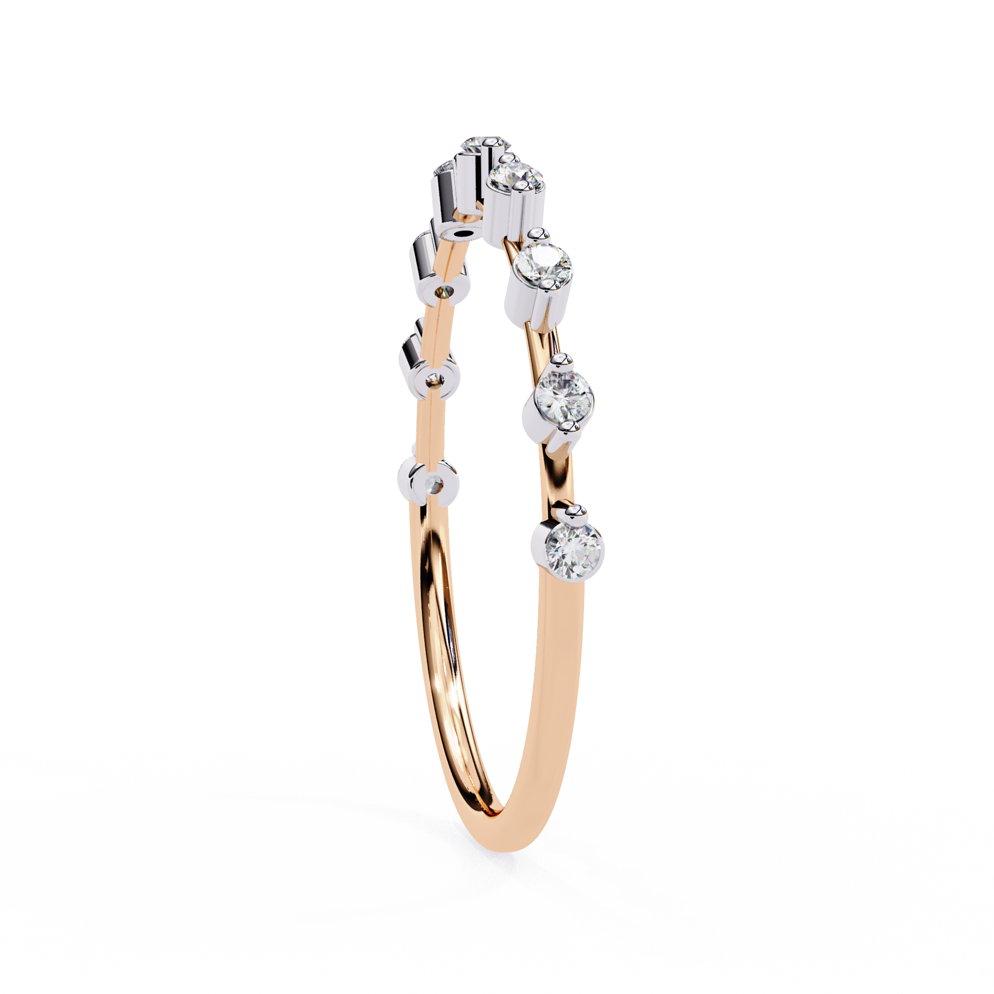 Dazzle Curve Round Stone Ring