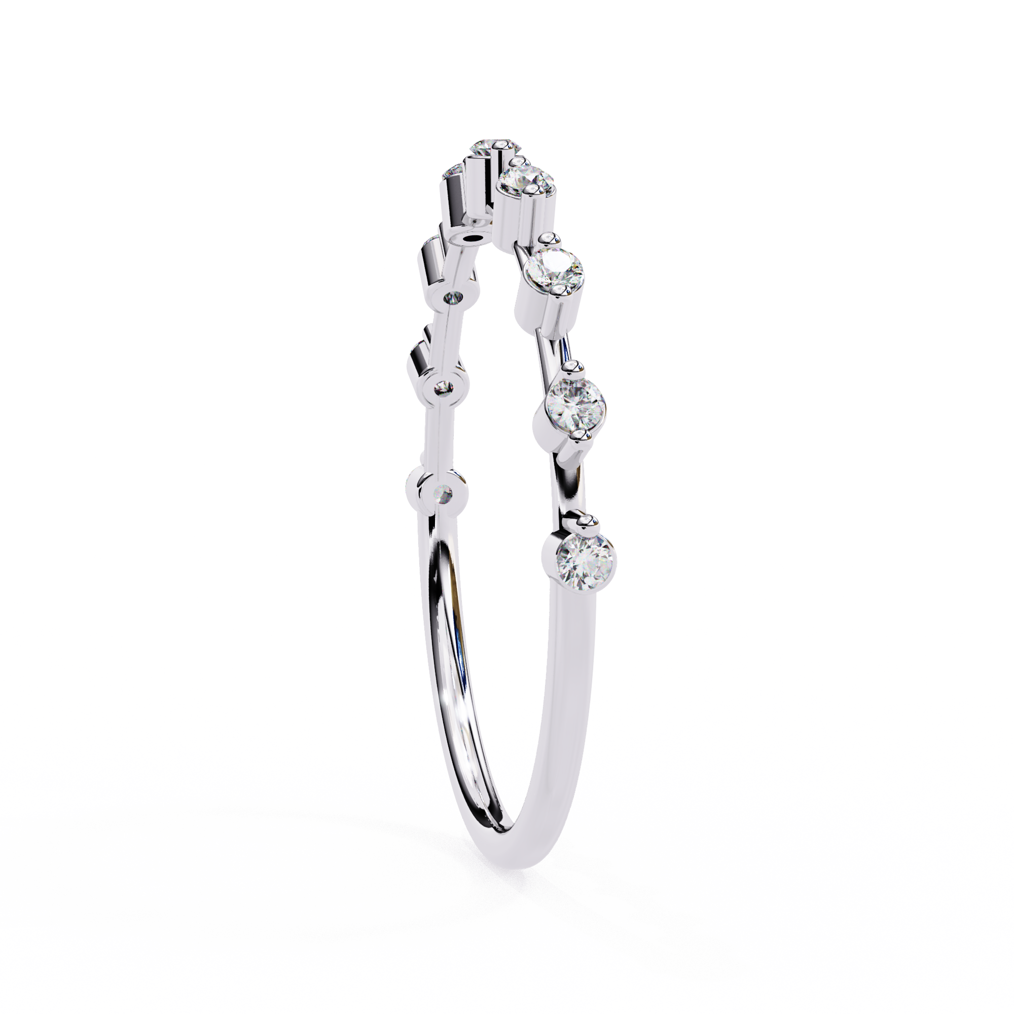 Dazzle Curve Round Stone Ring