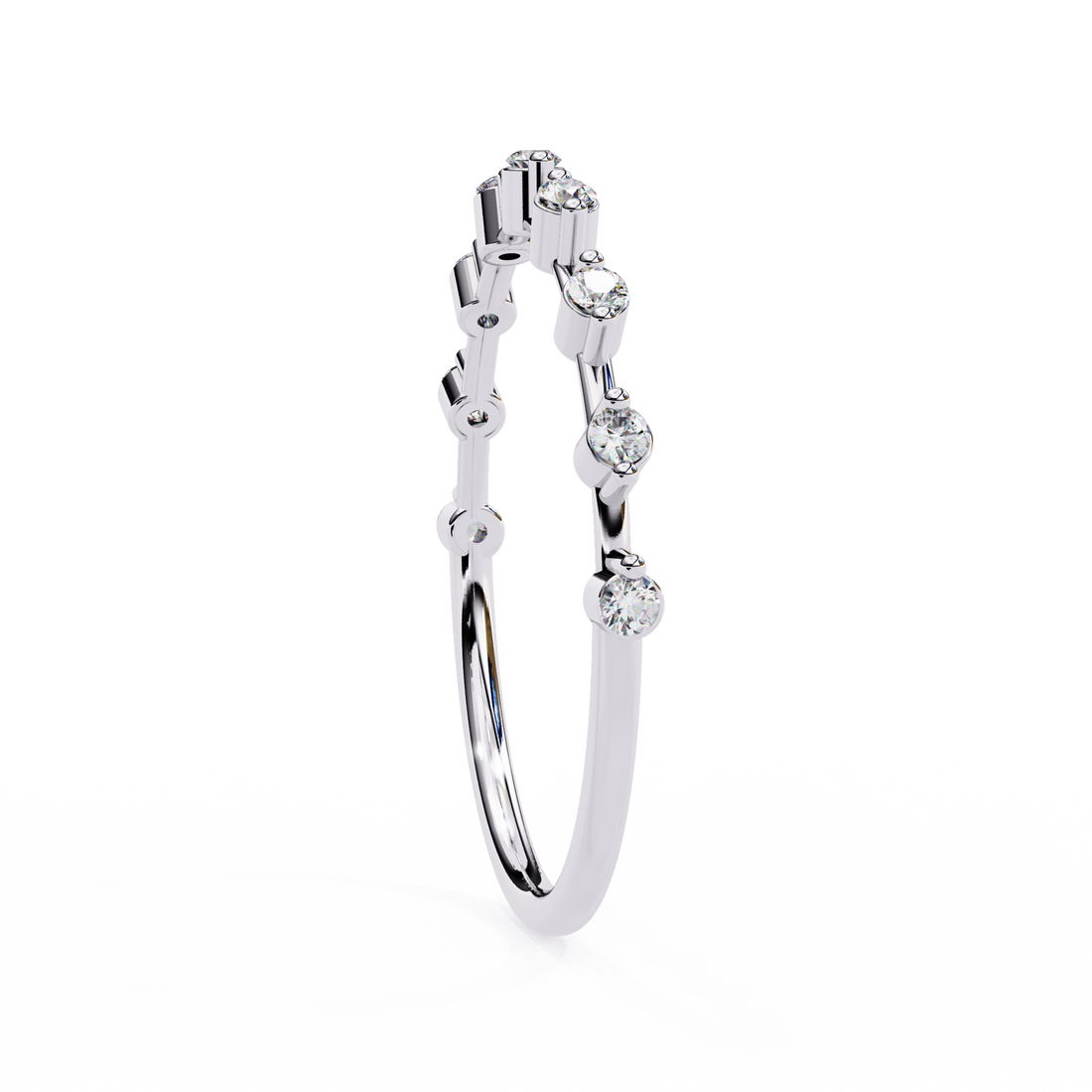 Dazzle Curve Round Stone Ring