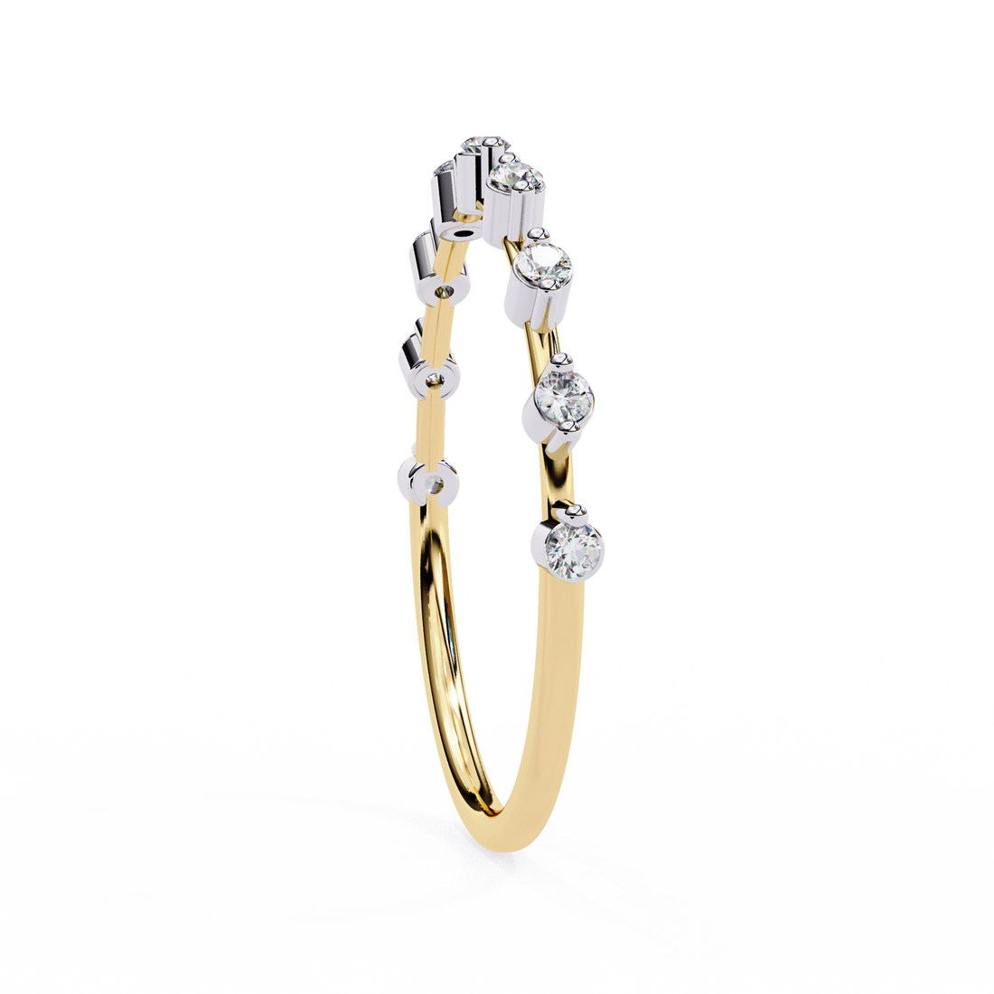 Dazzle Curve Round Stone Ring