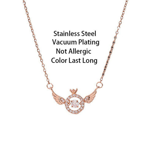 18K Gold & Silver Plated Angel Wings Smart Clavicle Necklace Advanced Feeling Versatile Beating Necklace