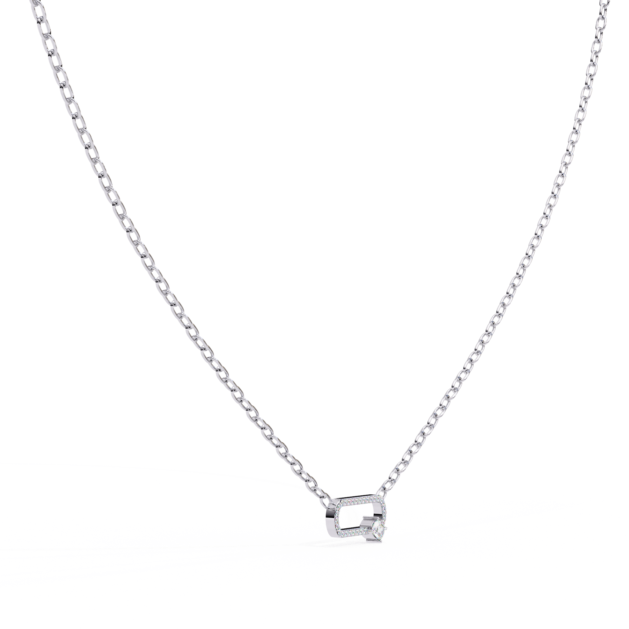 Bold Link Lock Pendant | 925 Sterling Silver