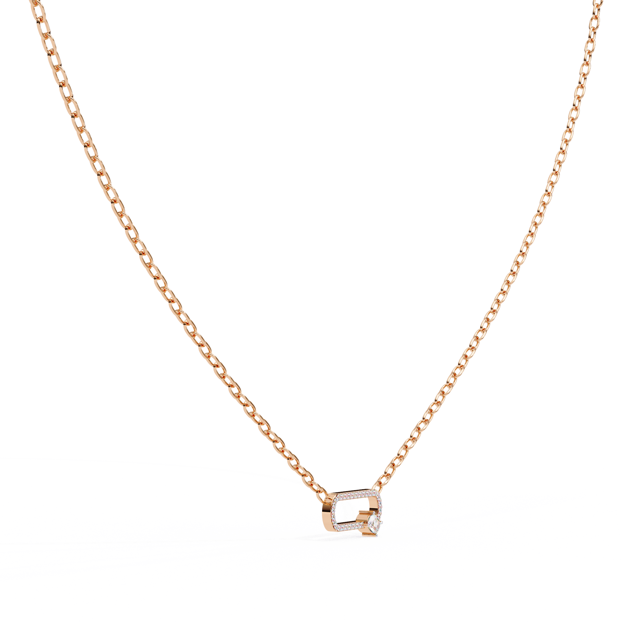 Bold Link Lock Pendant | 925 Sterling Silver