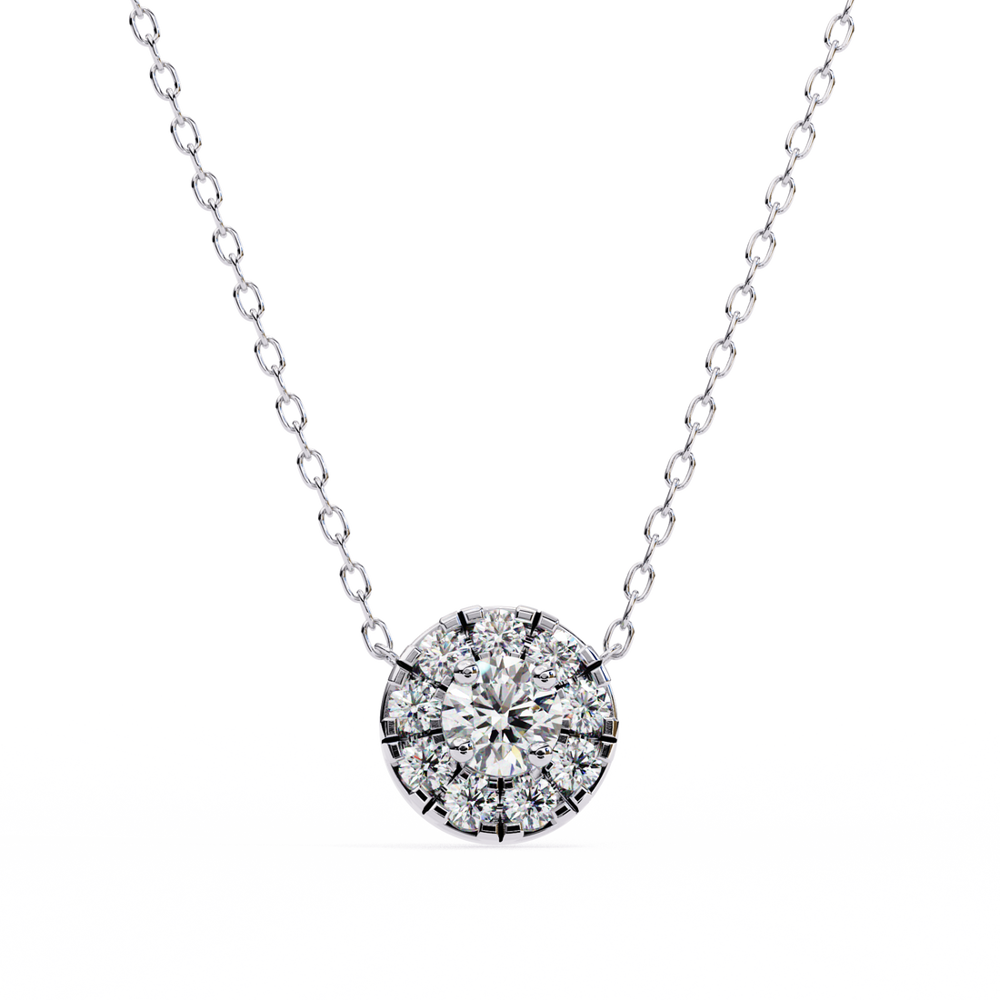 Regal Spark Diamond-Look Halo Pendant | 925 Sterling Silver